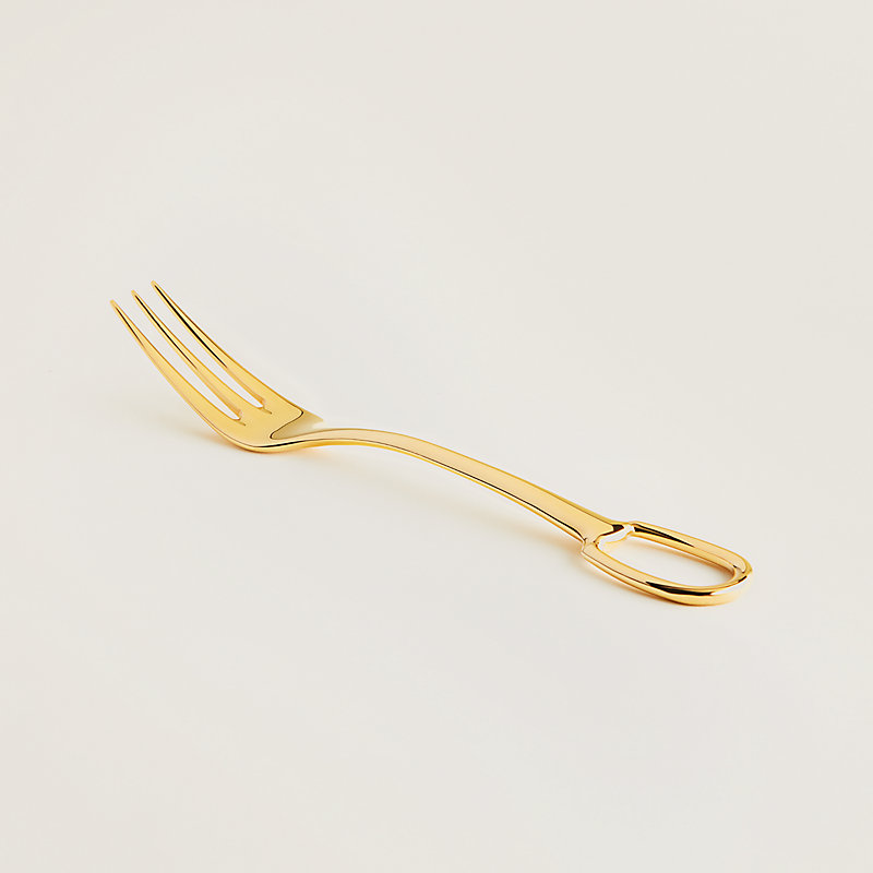 HERMES エルメス グラン アトラージュ デザートフォーク ゴールド Grand Attelage dinner fork | Hermès UK