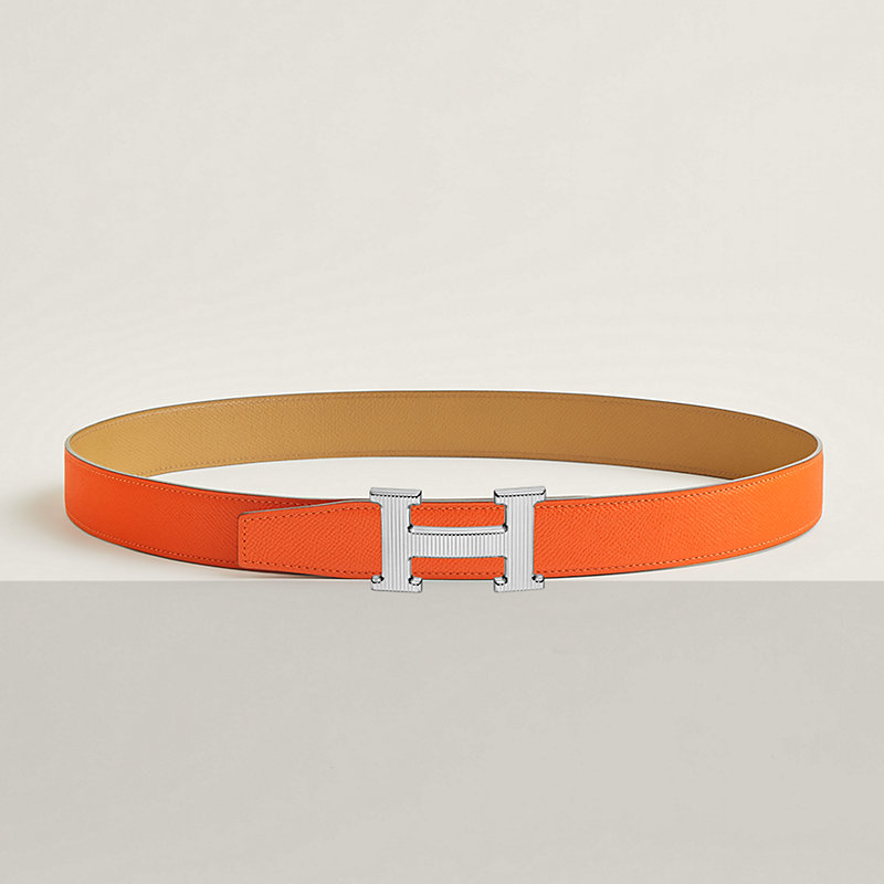 Gürtelschließe H Striée & Wendbarer Lederriemen 32 mm