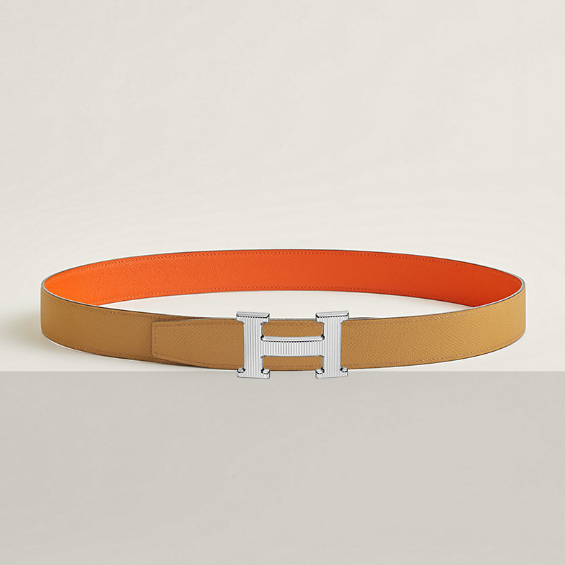 Gürtelschließe H Striée & Wendbarer Lederriemen 32 mm