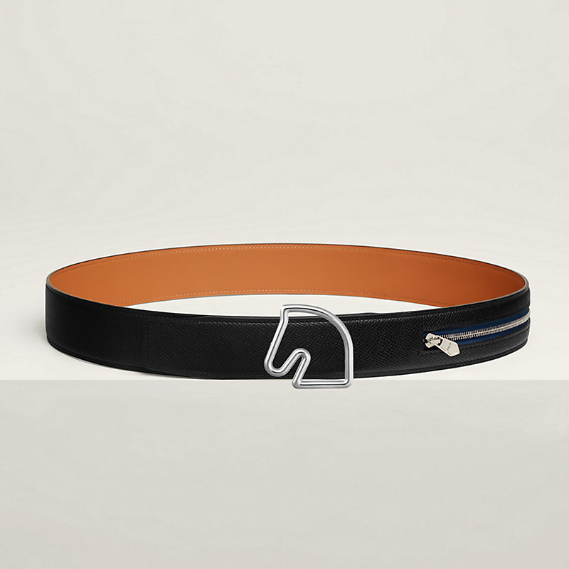 Gürtelschließe Tête de Cheval & Lederriemen Cache-Tout 38 mm 