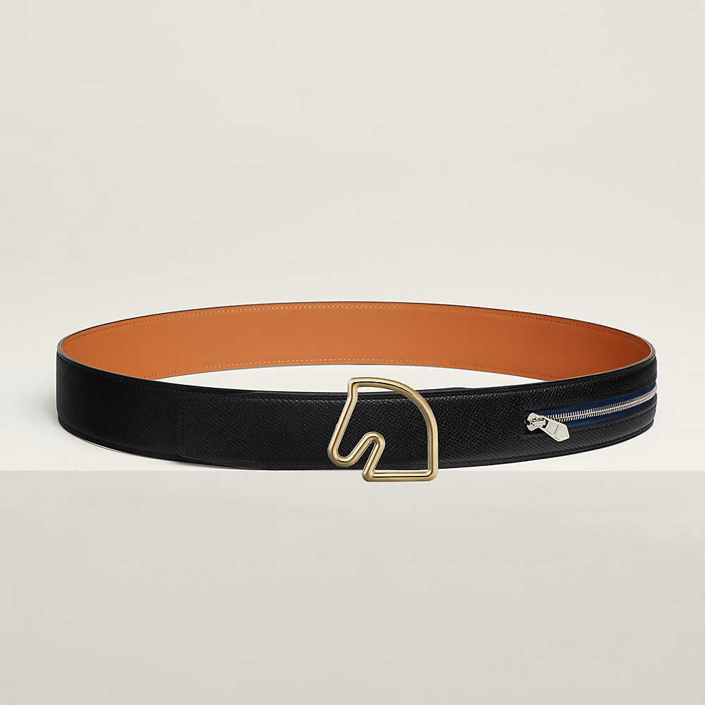 Gürtelschließe Tête de Cheval & Lederriemen Cache-Tout 38 mm