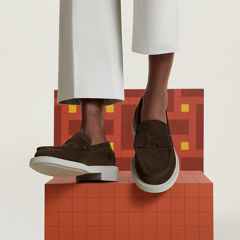 HERMES☆ローファー HERMES(エルメス) ローファー 40 メンズ パリ 黒 シルバー金具