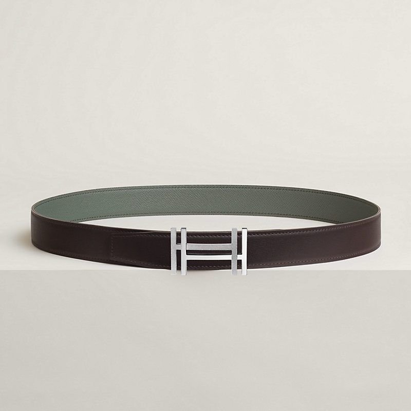 HERMES ブラックパープル ベルト H au Carre belt buckle & Reversible leather strap 32 mm