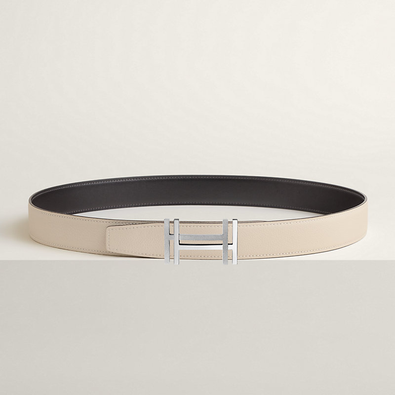 H au Carre belt buckle & Reversible leather strap 32 mm