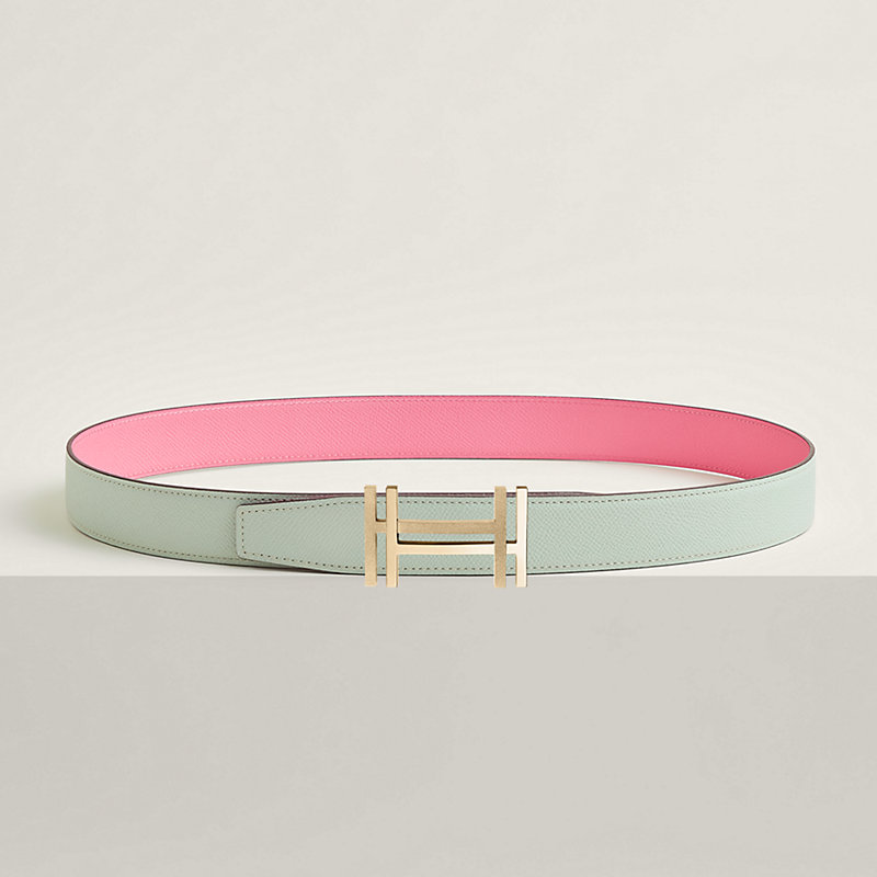 H au Carre belt buckle & Reversible leather strap 32 mm