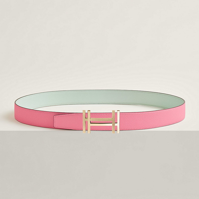 H au Carre belt buckle & Reversible leather strap 32 mm