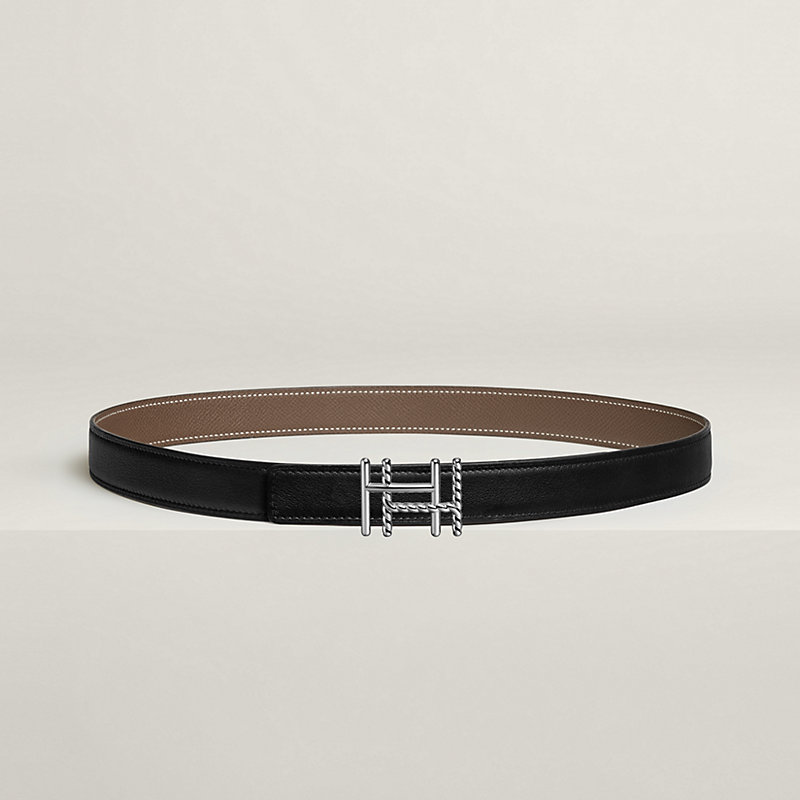 H au Carre Twist belt buckle & Reversible leather strap 24 mm
