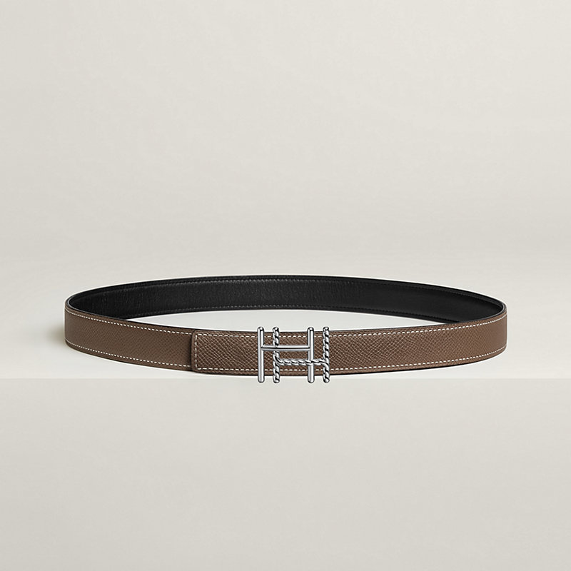 H au Carre Twist belt buckle & Reversible leather strap 24 mm