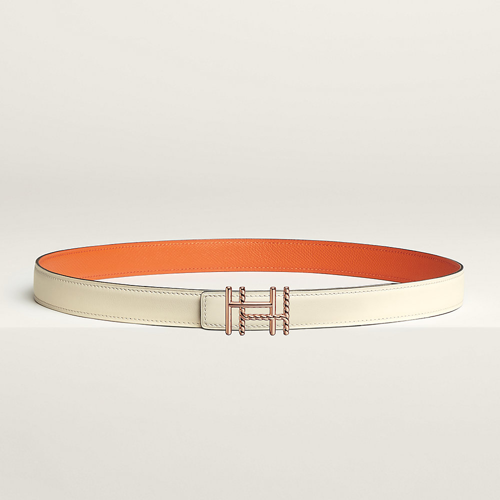 H au Carre Twist belt buckle & Reversible leather strap 24 mm 