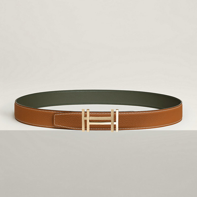 H au Carre 벨트 버클 & 리버서블 가죽 스트랩 32mm
