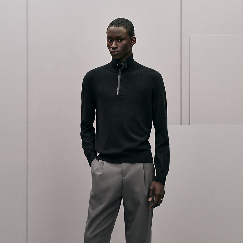 "H Bartack" mock neck collar cashmere sweater, View: , view 4 of 5