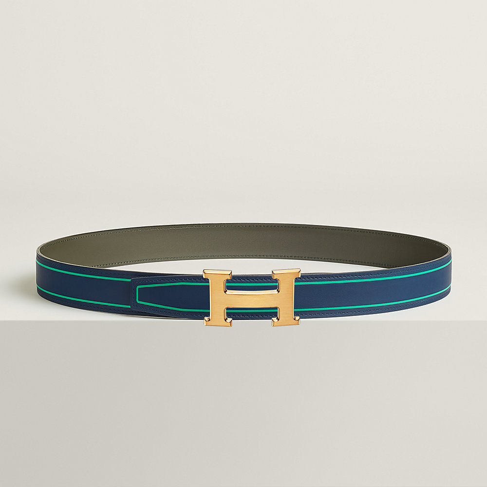 H belt buckle & Contrast reversible leather strap 32 mm | Hermès USA