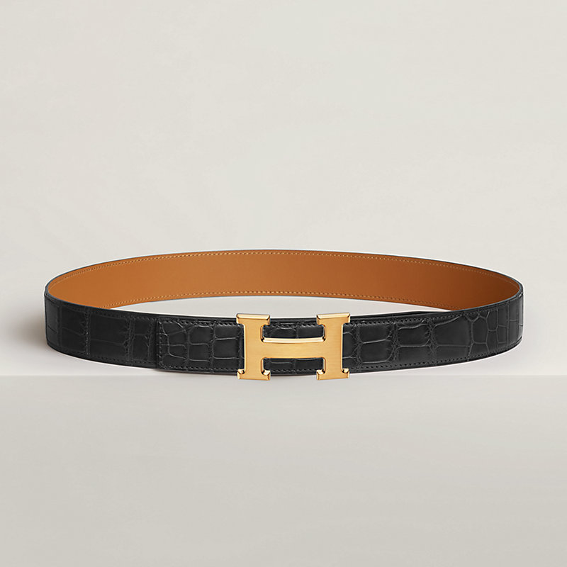 H belt buckle & Leather strap 32 mm