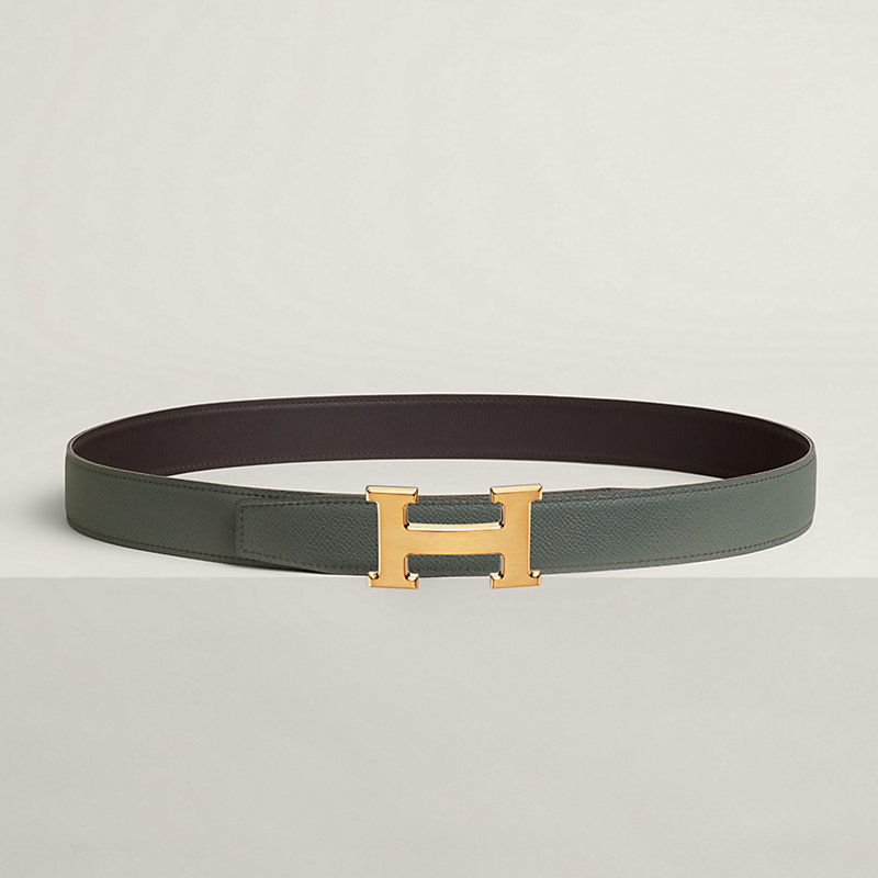 HERMESレザーベルト H型バックル 黒 茶 HERMES ベルト 85 カンタン レザー H型バックル リバーシブル 黒