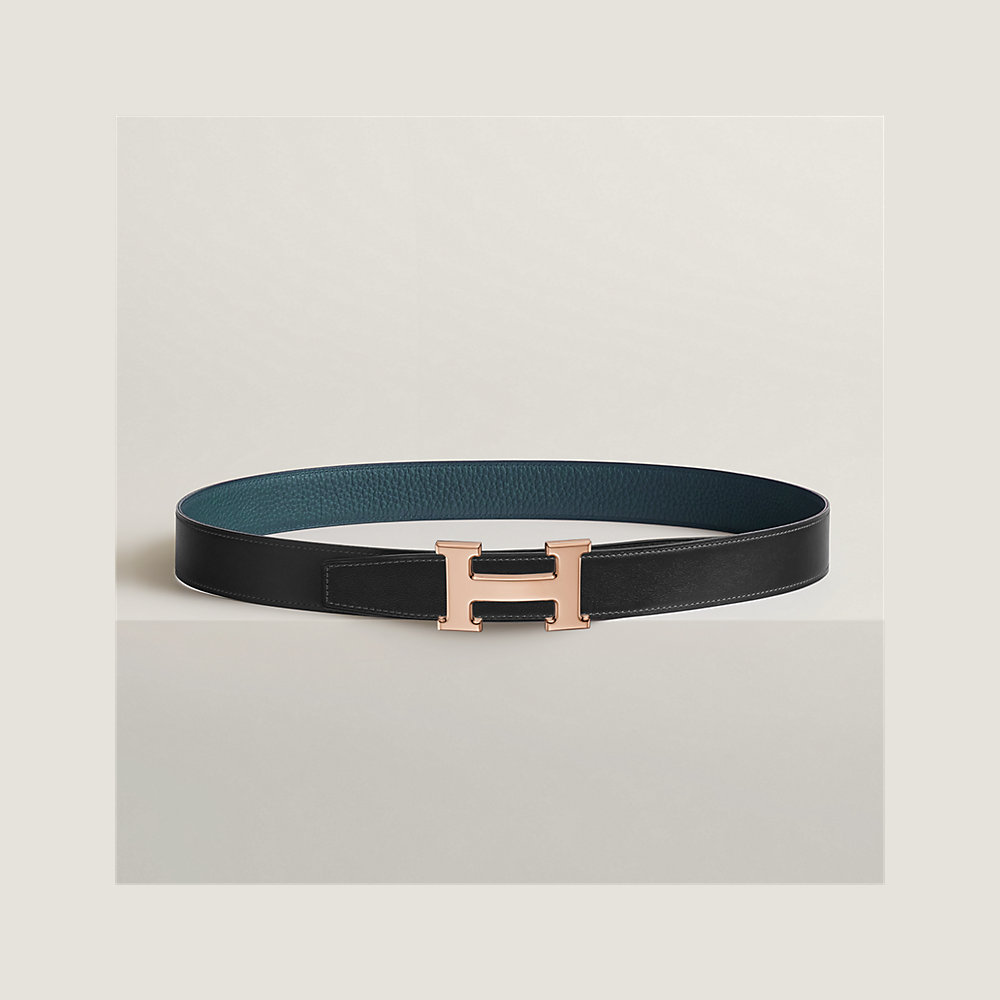 H belt buckle & Leather strap 32 mm