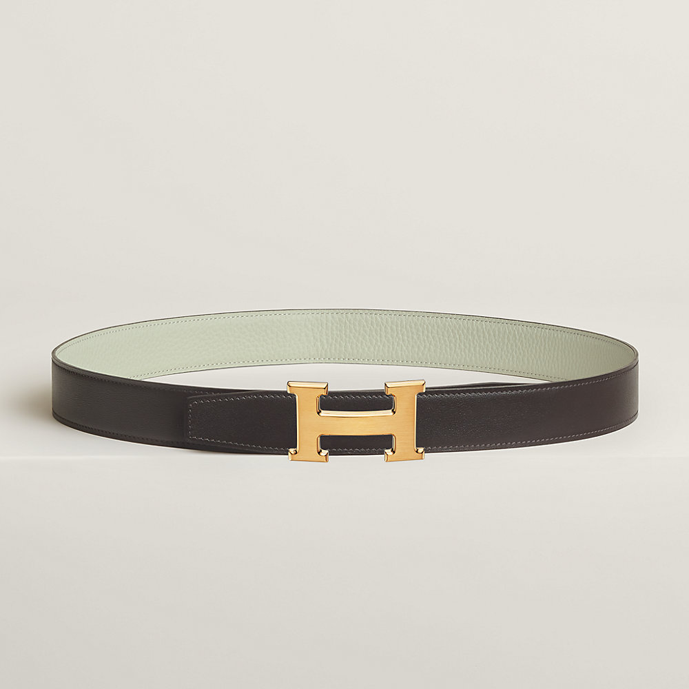 HM TUBE H BELT GOLD BUCKLE & REVERSIBLE GINGER ORANGE LEATHER STRAP 38MM