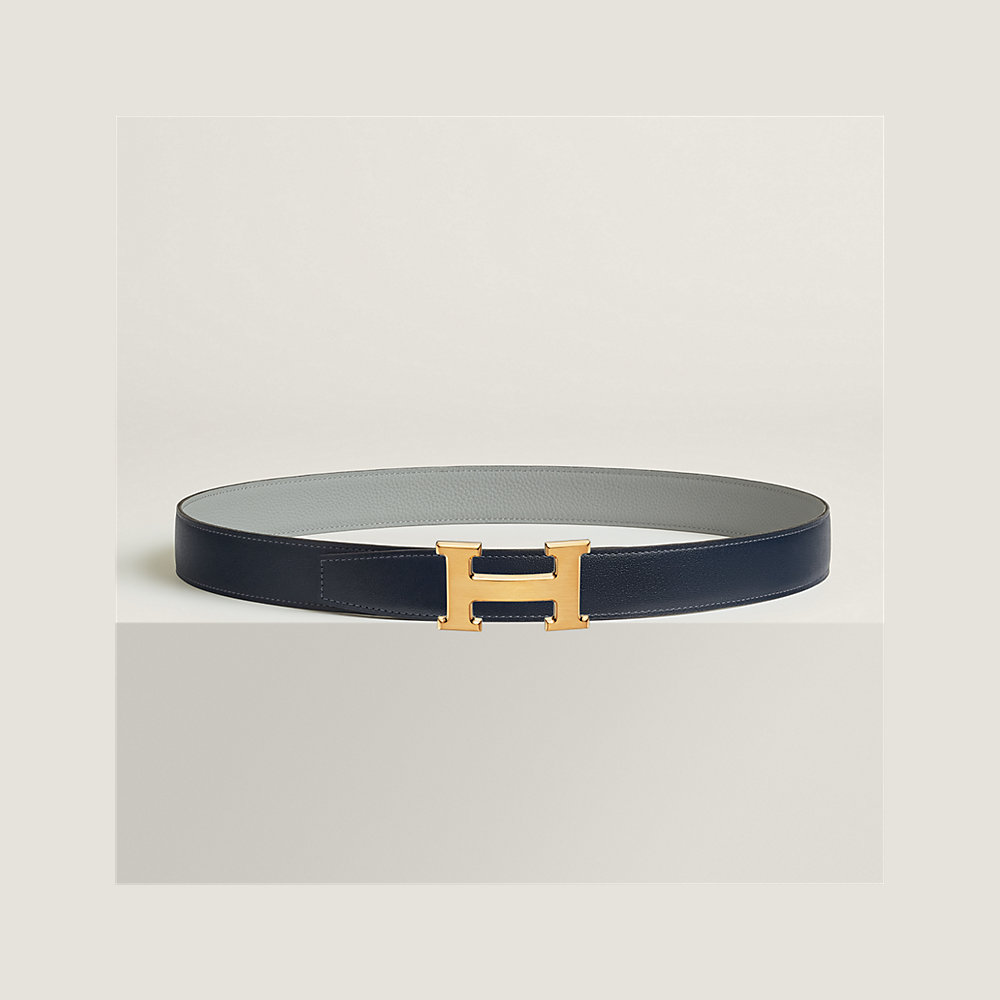HM BELT BUCKLE & REVERSIBLE BLACK LEATHER STRAP 38MM GOLD HARDWARE