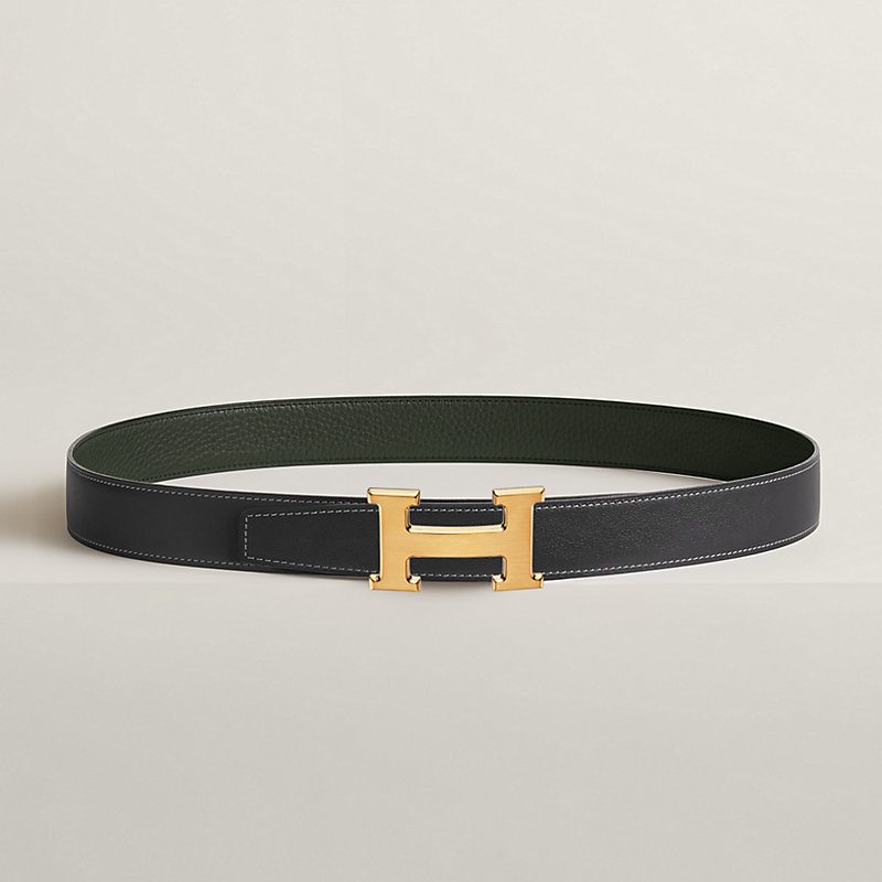 Hermes H Belt Box/Togo 32mm Noir/Gold for Women