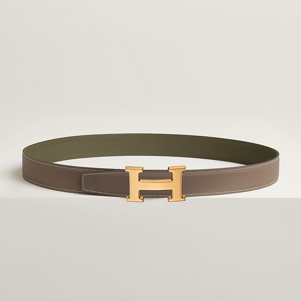 HM REVERSIBLE NAVY BLUE LEATHER STRAP 32 MM GOLD HARDWARE