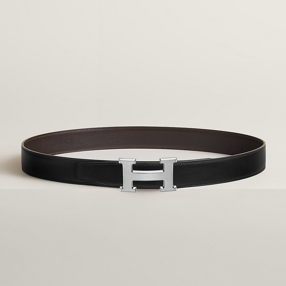 HM TUBE H BELT GOLD BUCKLE & REVERSIBLE BLACK LEATHER STRAP 38MM