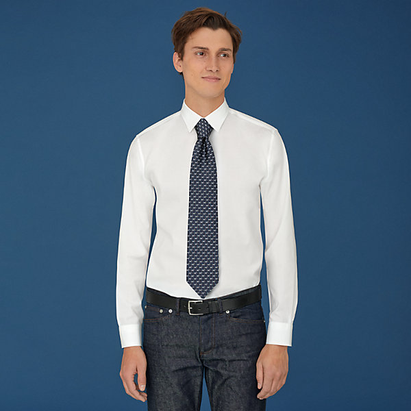 blue formal shirt with tie