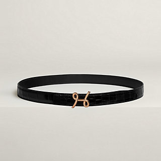 H Cursives belt buckle & Leather strap 24 mm | Hermès Australia