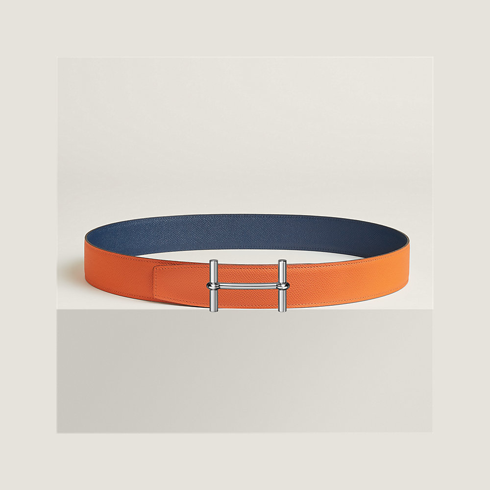 HM ANCRE BUCKLE & REVERSIBLE WHITE AND ORANGE LEATHER STRAP 13MM SILVER HARDWARE main image 1