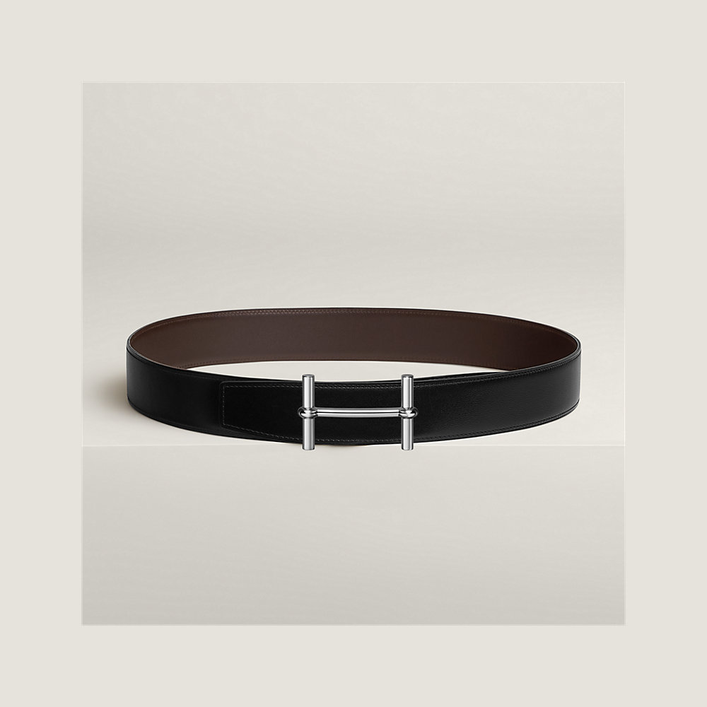 H ULYSSE BELT 38MM SILVER BUCKLE BLACK SKY BLUE LEATHER
