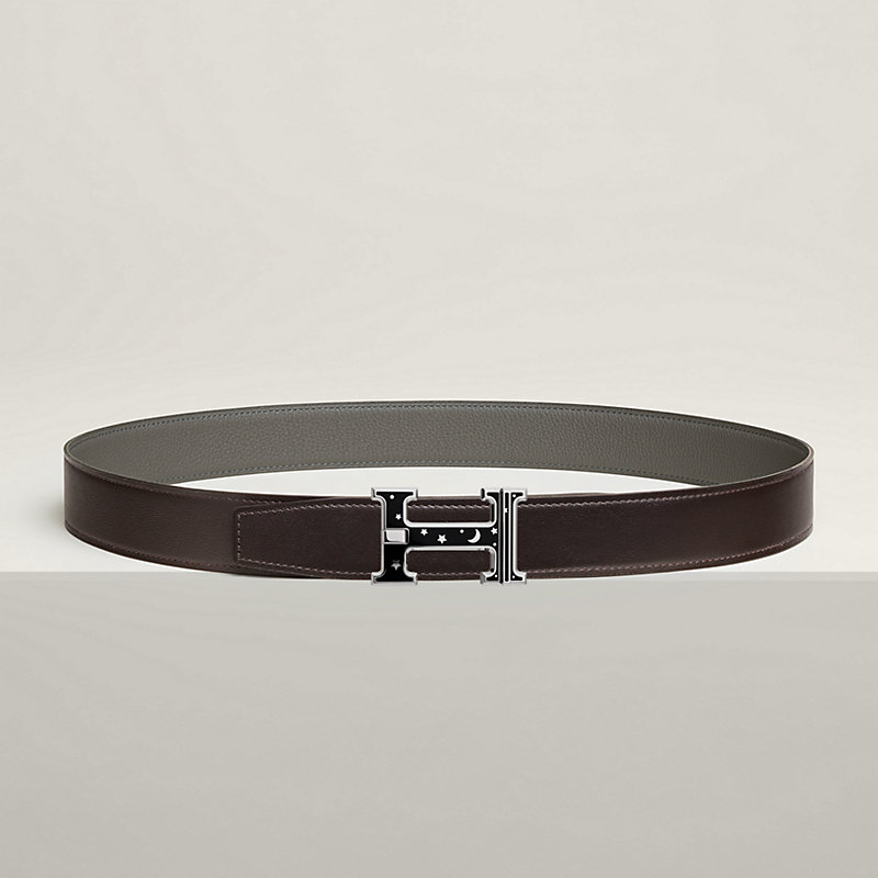 H Day & Night reversible belt buckle & Reversible leather strap 32 mm