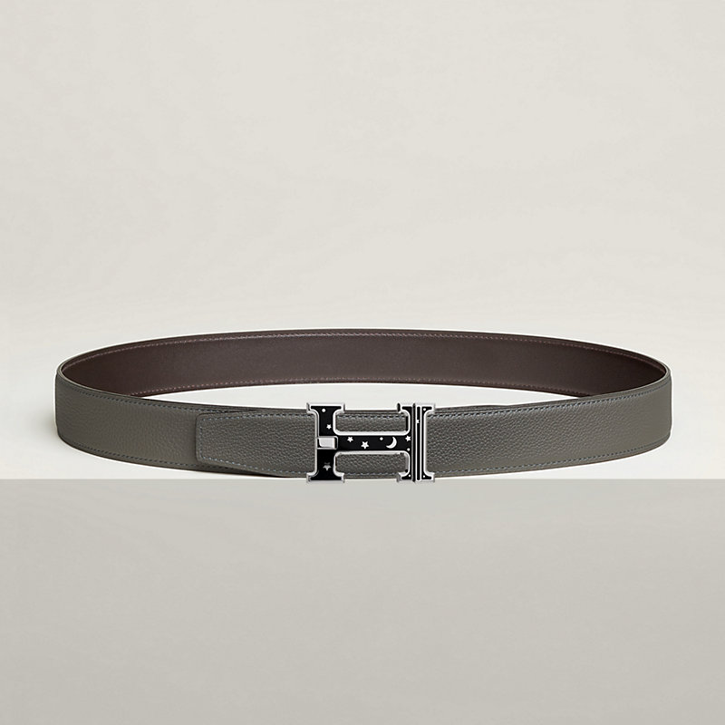 H Day & Night reversible belt buckle & Reversible leather strap 32 mm