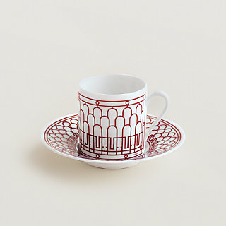H Deco rouge coffee cup and saucer | Hermès UK