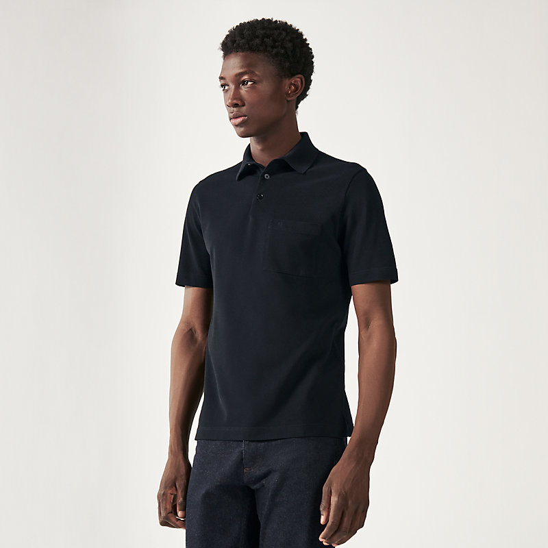 H embroidered buttoned polo shirt | Hermès Canada