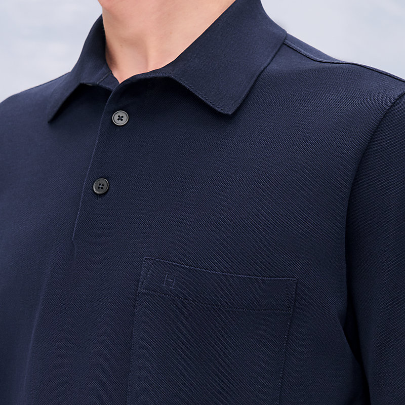 H embroidered buttoned polo shirt