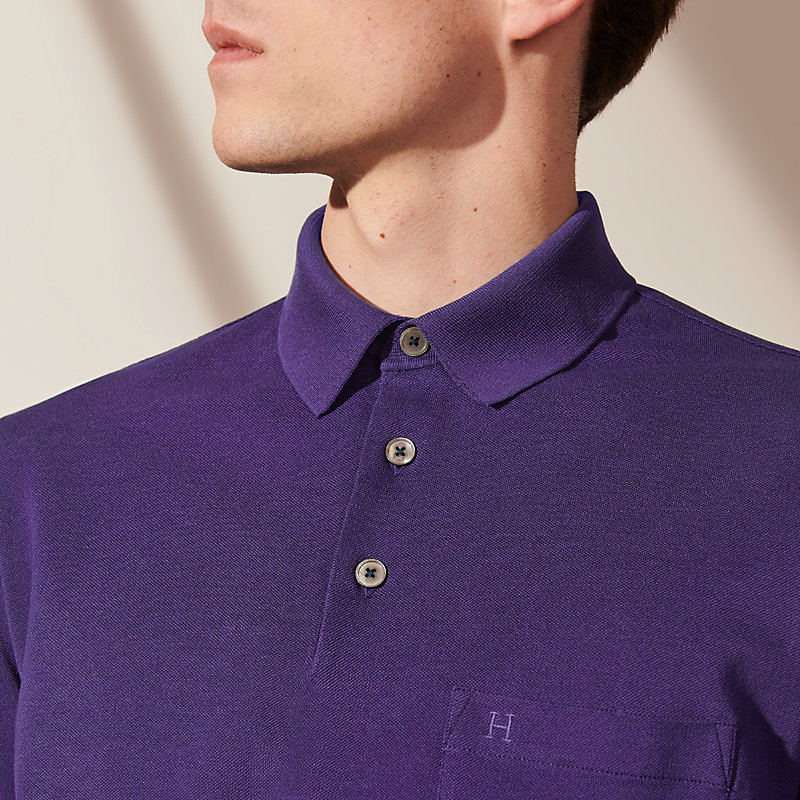 H embroidered buttoned polo shirt