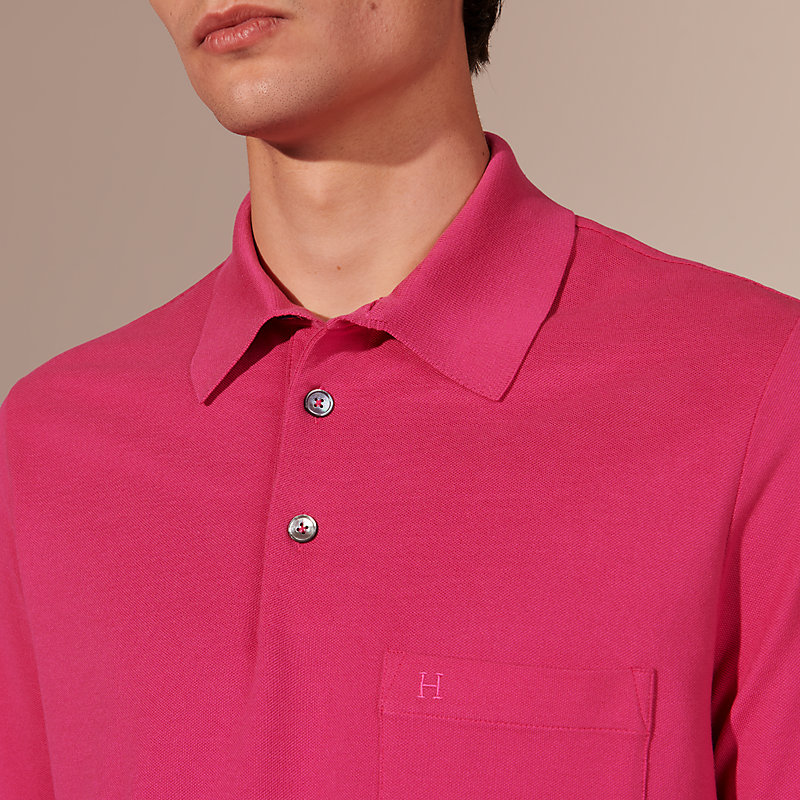 H embroidered buttoned polo shirt