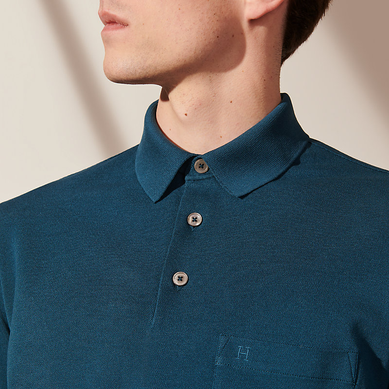 H embroidered buttoned polo shirt