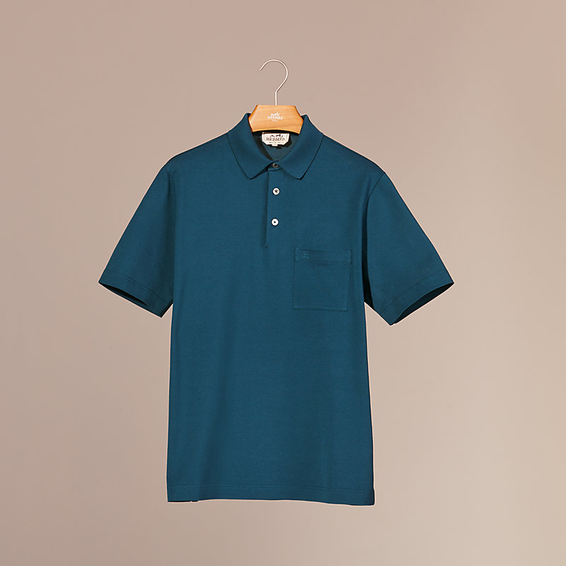 H embroidered buttoned polo shirt