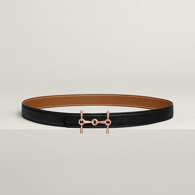 H Equestre belt buckle & Reversible leather strap 24 mm
