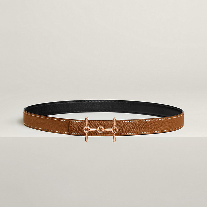 H Equestre belt buckle & Reversible leather strap 24 mm