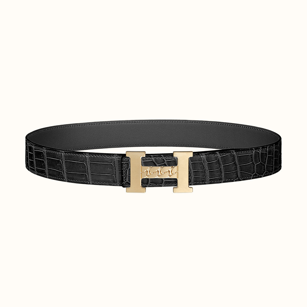 H Gourmette belt buckle & Leather strap 32 mm | Hermès Canada