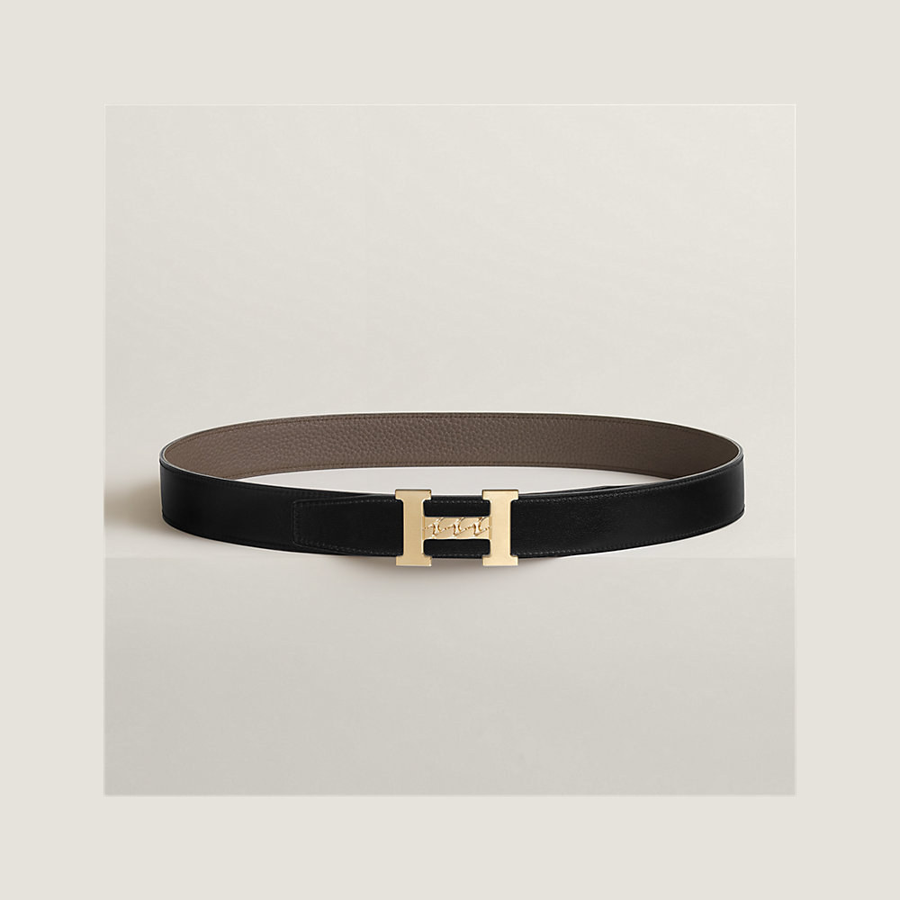 H Gourmette belt buckle & Reversible leather strap 32 mm | Hermès Canada