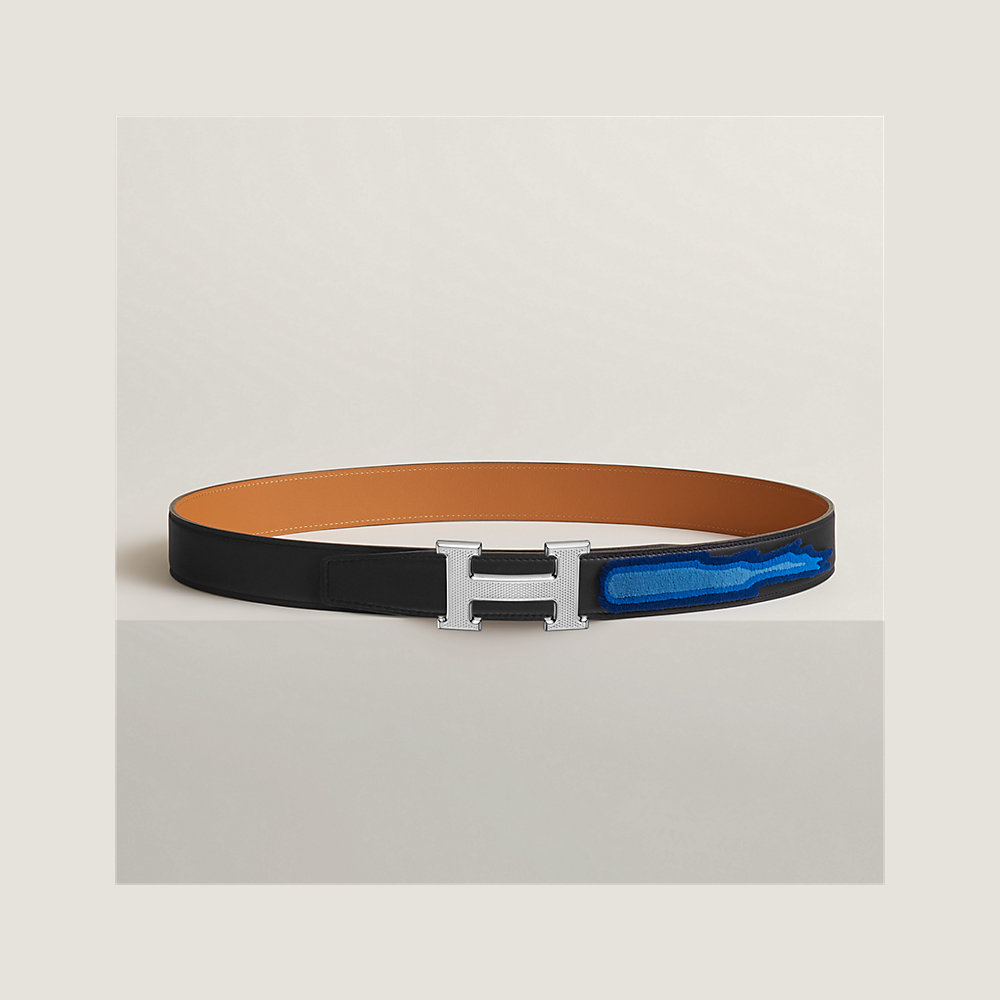 H Guillochee belt buckle & Leather strap 32 mm | Hermès Thailand