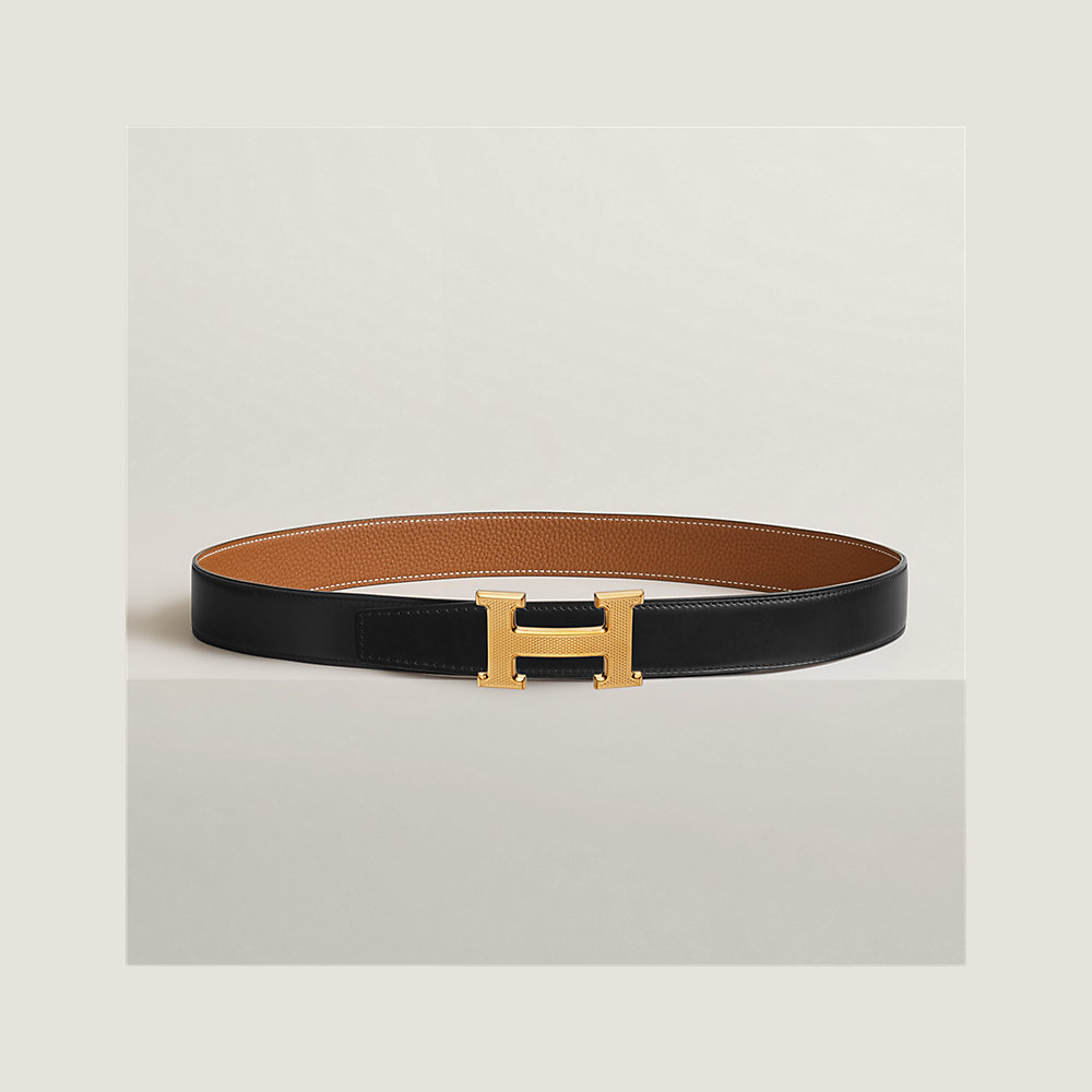 H Guillochee belt buckle & Reversible leather strap 32 mm | Hermès USA