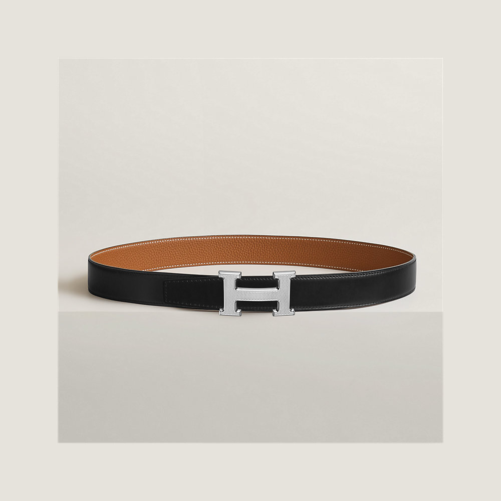 H Guillochee belt buckle & Reversible leather strap 32 mm | Hermès UK