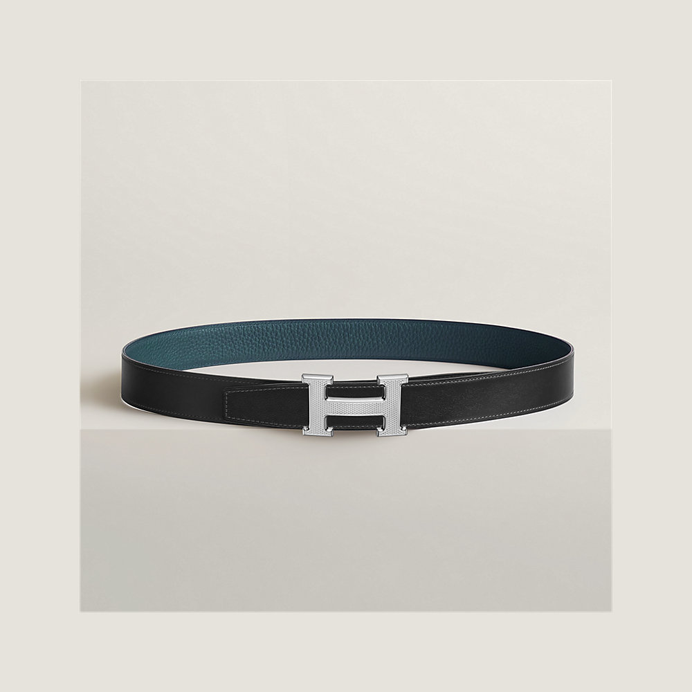 H Guillochee belt buckle & Reversible leather strap 32 mm | Hermès USA