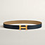 H Guillochee belt buckle & Reversible leather strap 32 mm, view 1 of 2