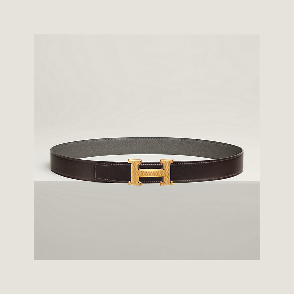 H Guillochee belt buckle & Reversible leather strap 32 mm | Hermès UK