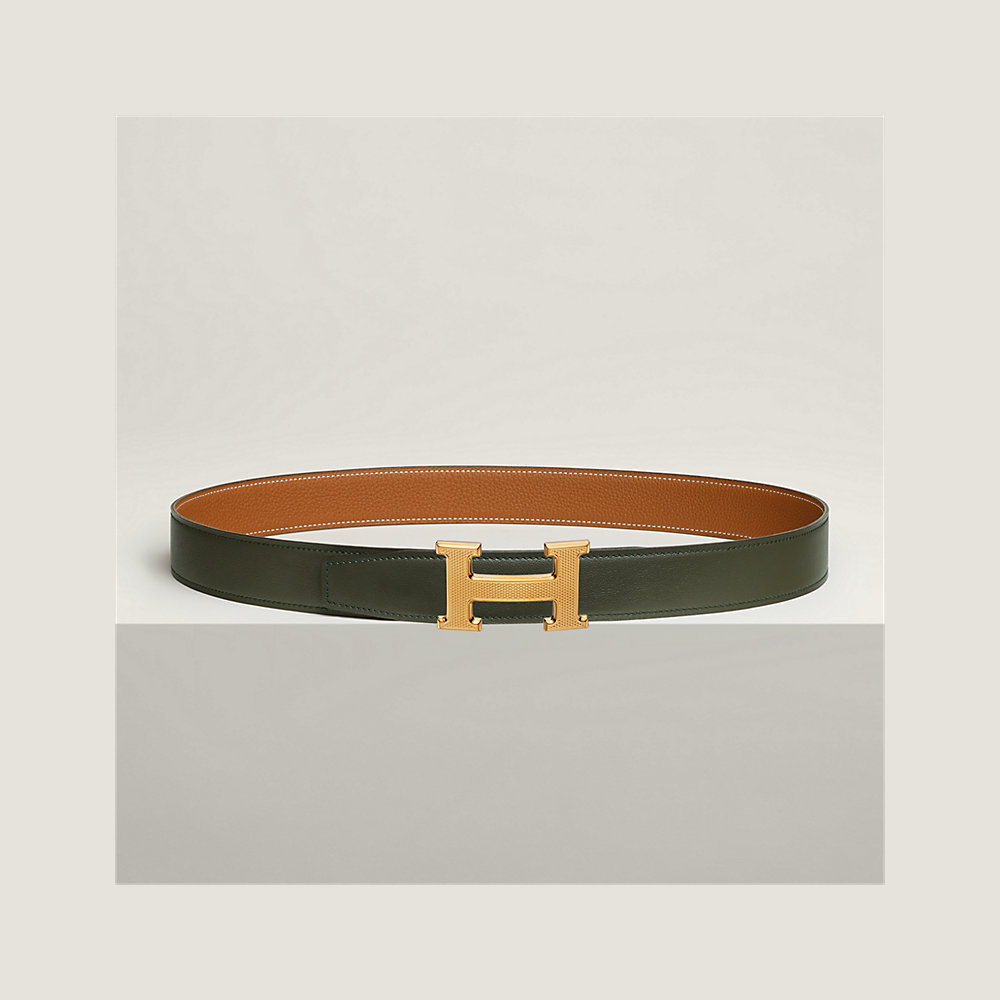 H Guillochee belt buckle & Reversible leather strap 32 mm | Hermès USA