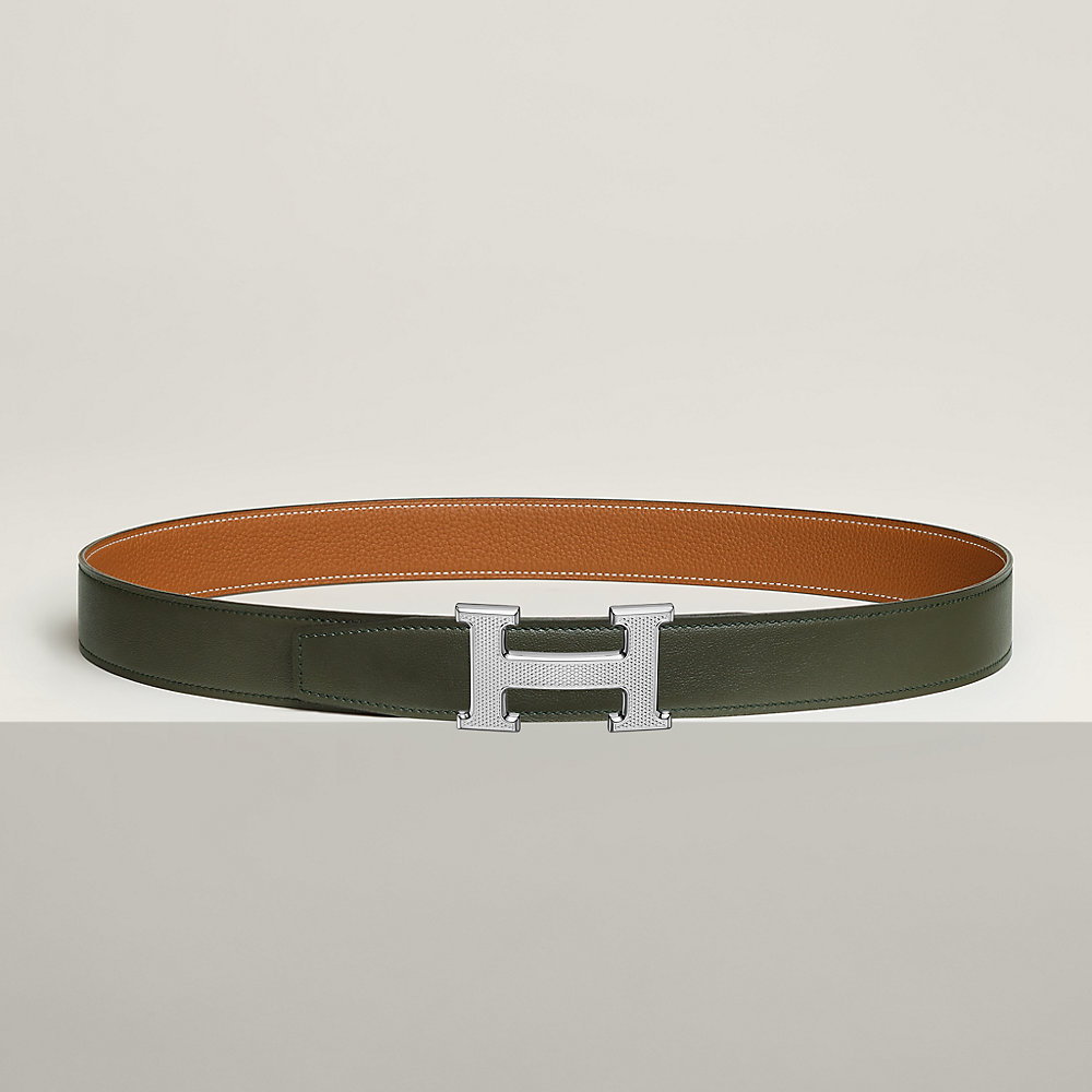 H Guillochee belt buckle & Reversible leather strap 32 mm | Hermès UK