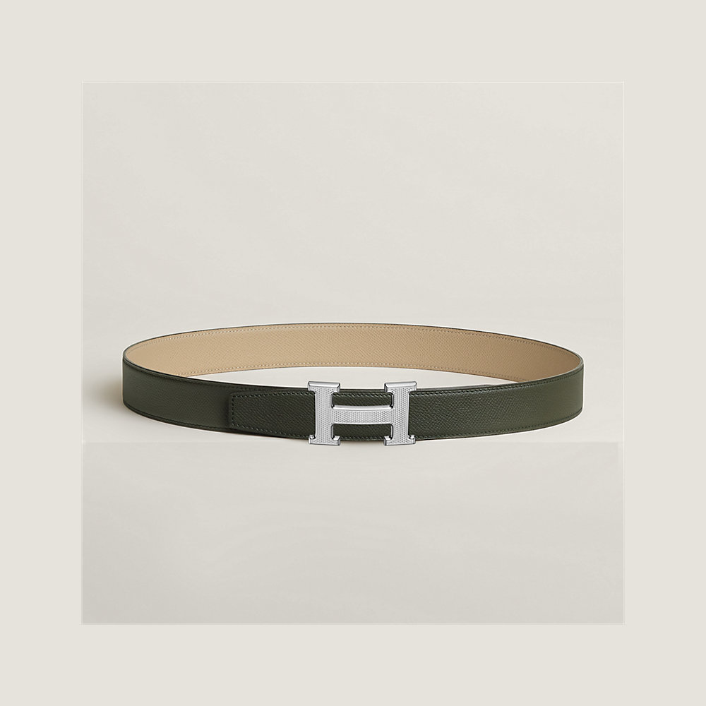 H Guillochee belt buckle & Reversible leather strap 32 mm | Hermès USA